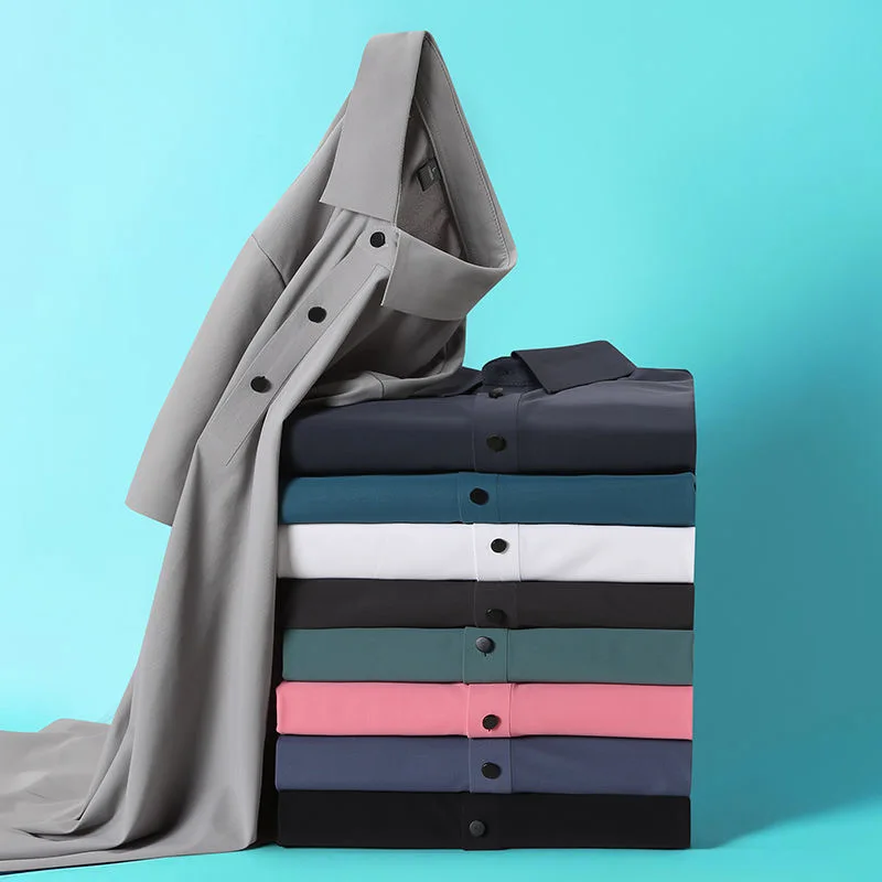 High quality wrinkle resistant ice silk short sleeve t-shirt men's summer Lapel loose casual solid color top high-end polo men - Image 6