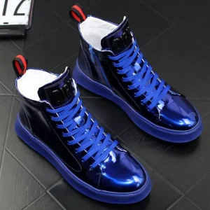 New Men's High-Top Board Versatile Casual Leather Ankle Platform Hight Increasing Youth Boots