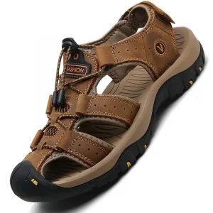 2024 Men's Leather Sandals Summer Shoes New Mens Sandals Fashion Casual Outdoor Beach Slippers Breathable Wading Shoes